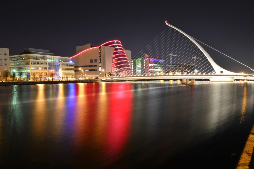 Dublin, capital of Ireland, at night
